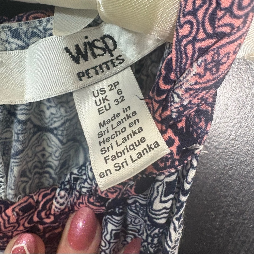 Wisp Petites Boho Maxi Dress Navy Pink Paisley Sleeveless US 2P - Picture 3 of 10